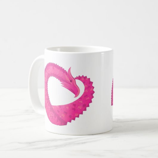 Warmroze hartdraak op wit koffiemok (Voorkant links)
