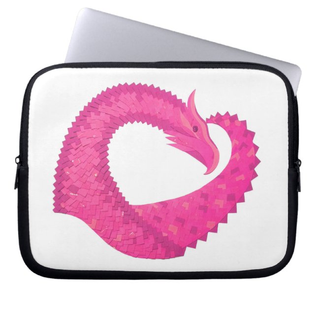 Warmroze hartdraak op wit laptop sleeve (Voorkant)