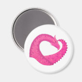 Warmroze hartdraak op wit magneet (Voorkant / Achterkant)