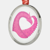 Warmroze hartdraak op wit metalen ornament (Links)