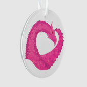 Warmroze hartdraak op wit ornament (voorkant)