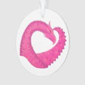 Warmroze hartdraak op wit ornament (voorkant)