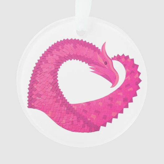 Warmroze hartdraak op wit ornament (voorkant)