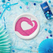 Warmroze hartdraak op wit papieren bordje (Feest)