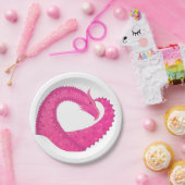 Warmroze hartdraak op wit papieren bordje (Feest)