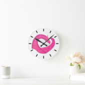 Warmroze hartdraak op wit ronde klok (Huis)