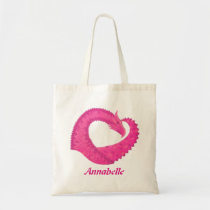 Warmroze hartdraak op wit tote bag