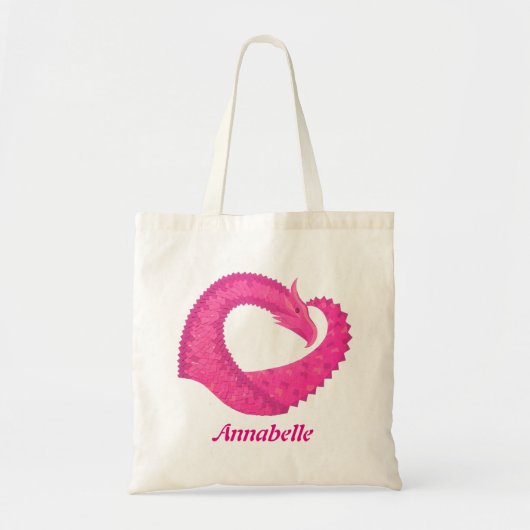 Warmroze hartdraak op wit tote bag (Voorkant)