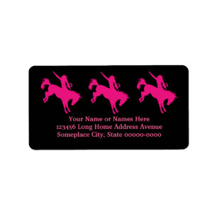 Warmroze rodeo paard Riding Land Cowgirl Art Etiket