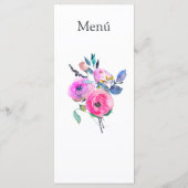 Warmroze waterverf bloemen menu (Achterkant)