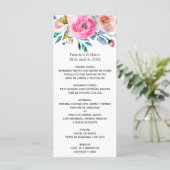 Warmroze waterverf bloemen menu (Staand voorkant)