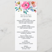 Warmroze waterverf bloemen menu (Voorkant)