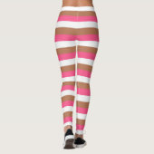 Warmroze, witte en bruine strepen leggings (Achterkant)