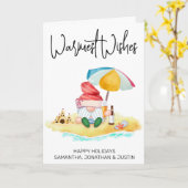 Warmst Wishes Beach tropische Santa Gnome Kaart (Gele Bloem)