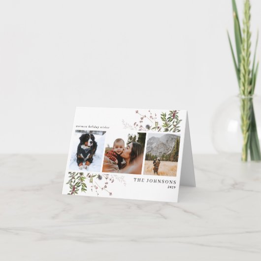 Warmst Wishes Warm Winter 3 Foto Holiday Kaart (Voorkant)