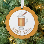 Warmste Drink voor kerstmis met warme knoppen Ornament Kaart<br><div class="desc">Het ontwerp toont een originele markeerillustratie van een vrolijke mok hete beboterde rum, overgoten met slagroom en kaneel. Gewoon personaliseren met uw informatie. Dit ontwerp is ook beschikbaar op andere producten. Zie je niet wat je zoekt? Hulp nodig bij maatwerk? Neem contact op met Rebecca om iets speciaal voor jou...</div>