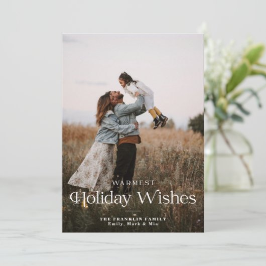 Warmste feestdag maakt moderne feestdag fotokaart feestdagenkaart (Staand voorkant)