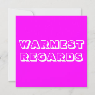 Warmste Groeten magenta wit vet modern Kaart
