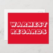 Warmste Groeten Warm Met vriendelijke groet rood w Briefkaart (Voorkant / Achterkant)