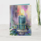 Warmste Kerstgroeten Waterverf Kaars Feestdagen Kaart (Voorkant)