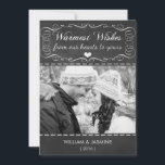 Warmste kerstkaartje met Chalkboard Feestdagenkaart<br><div class="desc">Chic en trendy, deze modieuze kerstfeestelijke kerstkaart zal je vrienden en familie plezier doen. Eenvoudig om je eigen vakantiekaart te creëer met onze sjabloon voor foto's en tekst. Voeg eenvoudig uw eigen afbeelding toe en pas de tekst aan. Voor beste resultaten gebruik een grote of hoogstaande foto. Niet verkocht in...</div>