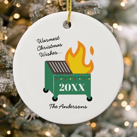 Warmste kerstwensen Dumpster Fire Keramisch Ornament