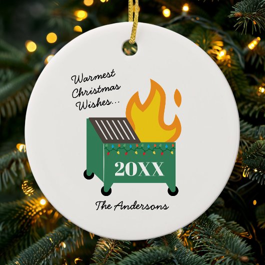 Warmste kerstwensen Dumpster Fire Keramisch Ornament