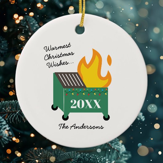 Warmste kerstwensen Dumpster Fire Keramisch Ornament