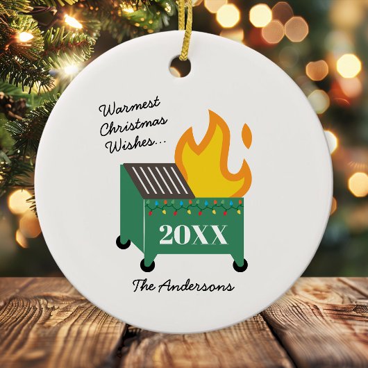 Warmste kerstwensen Dumpster Fire Keramisch Ornament