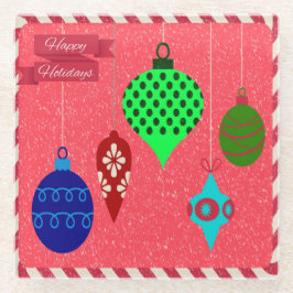 Warmste vakantie Groeten Rode achtergrond Sneeuwvl Glazen Onderzetter