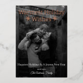 Warmste Vakantie Wensen Sneeuwvlokken Foto Folie K Folie Feestdagenkaart (Voorkant)