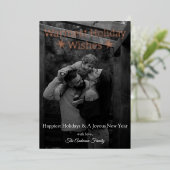 Warmste Vakantie Wensen Sneeuwvlokken Foto Folie K Folie Feestdagenkaart (Staand Voorkant)