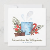 Warmste vakantiewensen Gezellige Mok Feestdagenkaart (Voorkant)