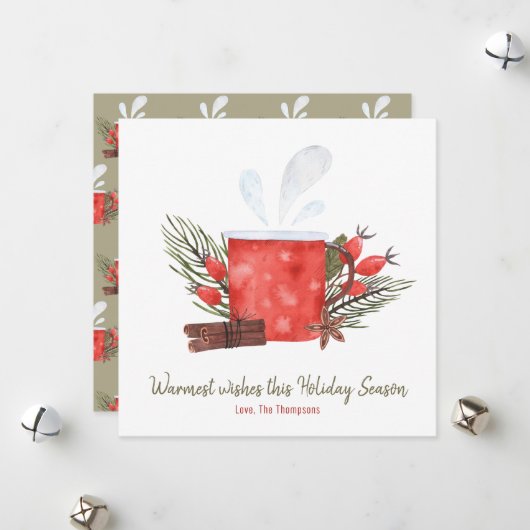 Warmste vakantiewensen Gezellige Mok Feestdagenkaart (Voorkant / Achterkant in situ)