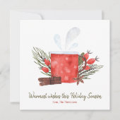 Warmste vakantiewensen Gezellige Mok Feestdagenkaart (Voorkant)