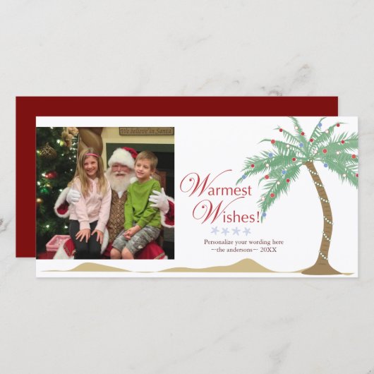 Warmste vakantiewensen, kerststrandpalmboom feestdagenkaart (Voorkant / Achterkant)