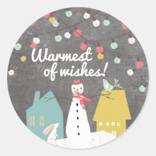 Warmste van Wensen   Schattigee vintage kerstvakan Ronde Sticker