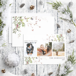 Warmste vernissen Botanische 3 Foto Holiday Kaart