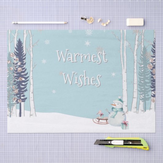 Warmste Wens Winter Vakantie Sneeuwman Weefselpapi Tissuepapier (Craft)