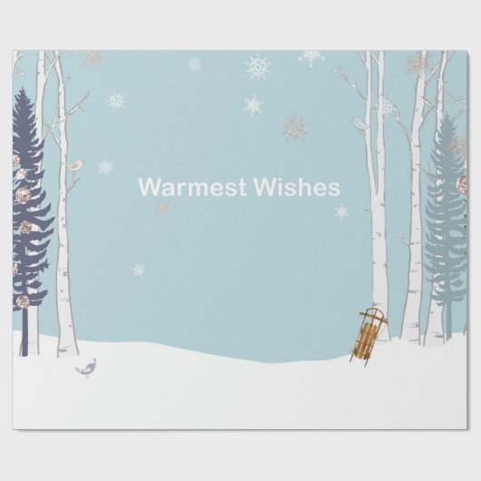 Warmste Wens Winterbos met slee en sneeuw Cadeaupapier (Vlak)