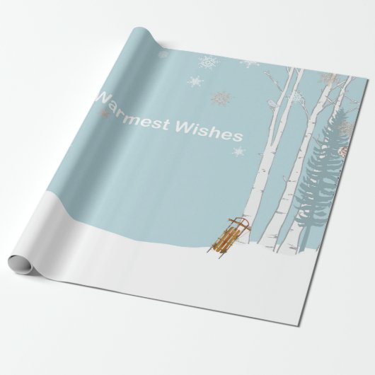 Warmste Wens Winterbos met slee en sneeuw Cadeaupapier (Uitgerold)