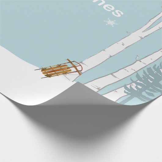 Warmste Wens Winterbos met slee en sneeuw Cadeaupapier (Hoek)