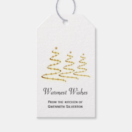 Warmste Wensen Artsy Goud Gestileerde Kerstbomen Cadeaulabel