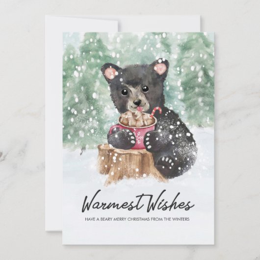Warmste wensen Beer Cacaokerst Feestdagenkaart (Voorkant)