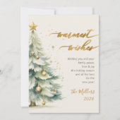 Warmste wensen Chic Gold Script Kerstboom Feestdagenkaart (Voorkant)