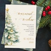 Warmste wensen Chic Gold Script Kerstboom Feestdagenkaart