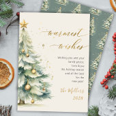 Warmste wensen Chic Gold Script Kerstboom Feestdagenkaart