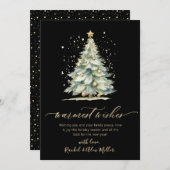 Warmste wensen Chic Gold Script Tree Non Photo Feestdagenkaart (Voorkant / Achterkant)