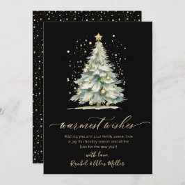 Warmste wensen Chic Gold Script Tree Non Photo Feestdagenkaart