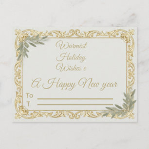 Warmste Wensen Elegant Goud en Salie Kerstkaart Briefkaart